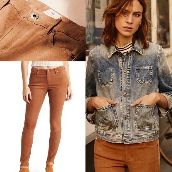 AG Adriano Goldschmied The Suede Legging Ankle Jean in 100% Lamb Leather Size 26 - Picture 11 of 11